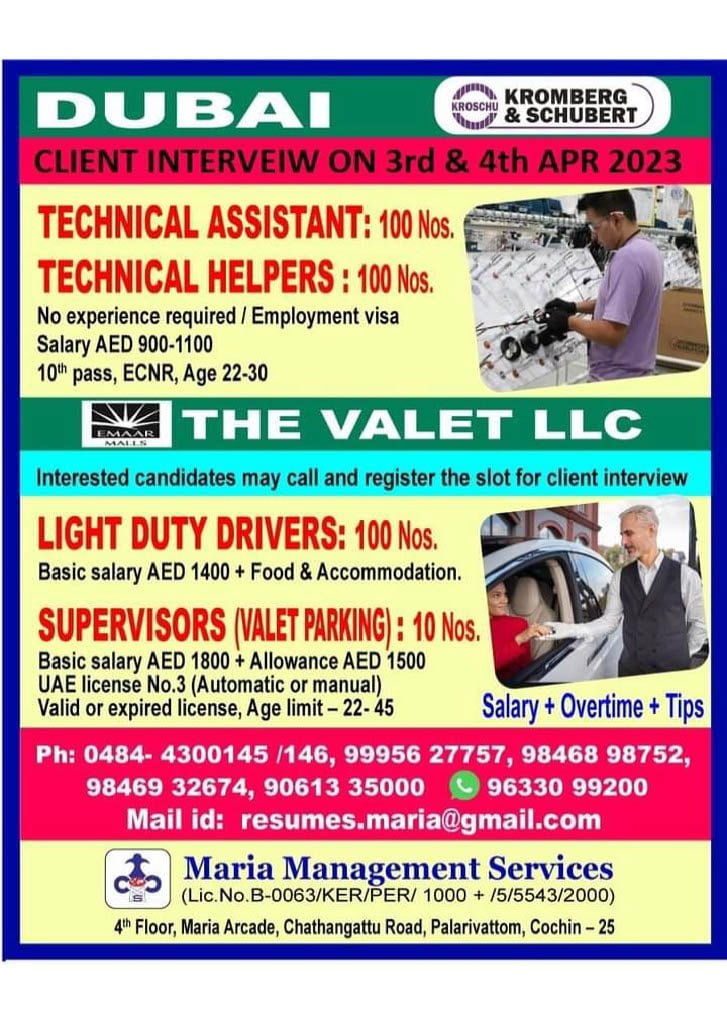 DUBAI JOB CLIENT INTERVEW ON 3RD APRIL & 4TH APRIL IN MUMBAI