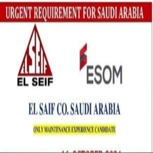 Urgent Recruitment for El Saif Co. Saudi Arabia – Client Interview in Delhi on 16th October 2024 Urgent Recruitment for El Saif Co. Saudi Arabia – Client Interview in Delhi on 16th October 2024