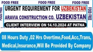 Urgent Requirement for Uzbekistan – Aravia Construction Co.