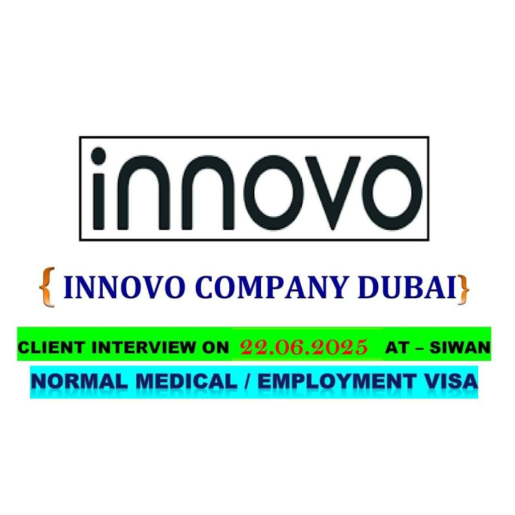 INNOVO Company Dubai Job Vacancy 2025 – Interview in Siwan