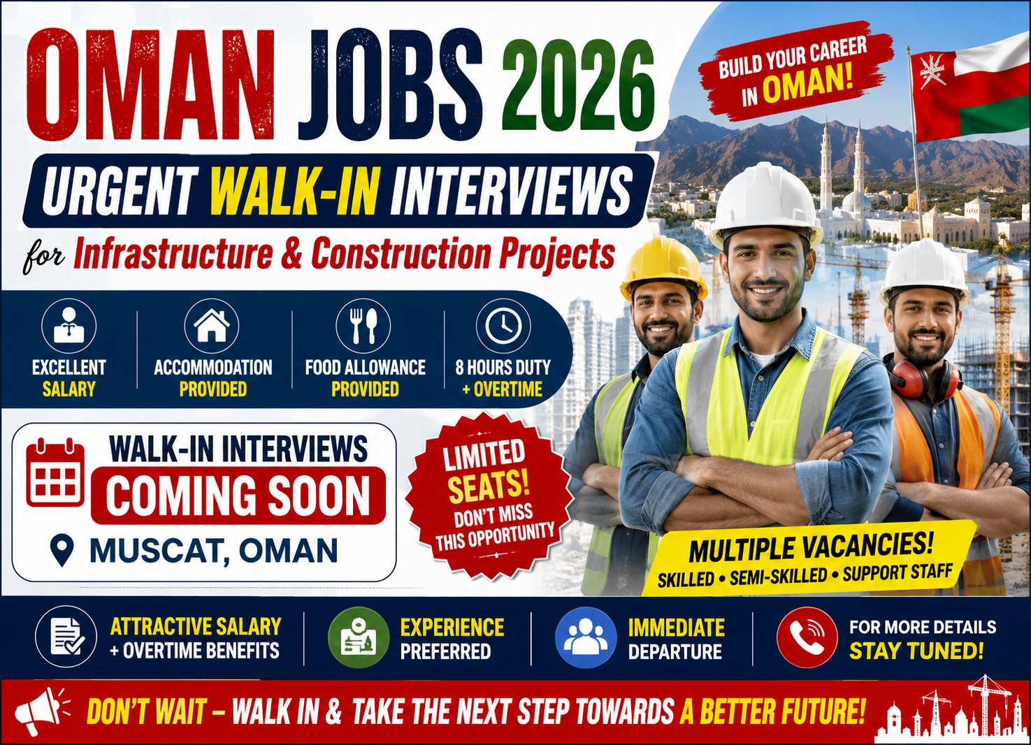 Oman Jobs 2026: Urgent Walk-In Interviews for Infrastructure & Construction Projects